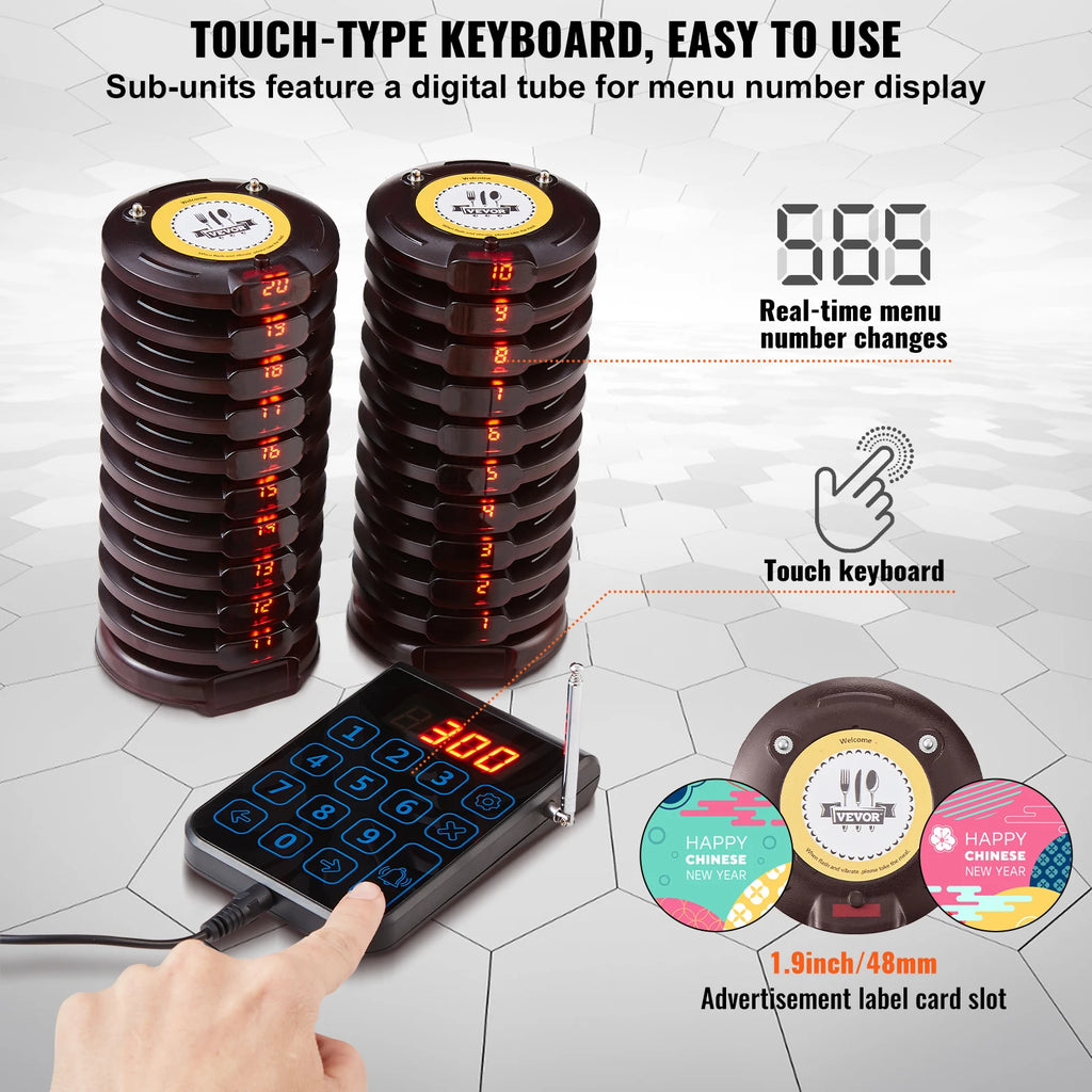 Restaurant Pager System Wireless Long Range Lineup Waiting Queue