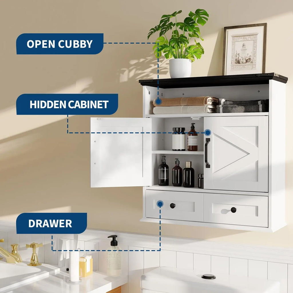 Wall Mounted Farmhouse Medicine Cabinet Over Toilet