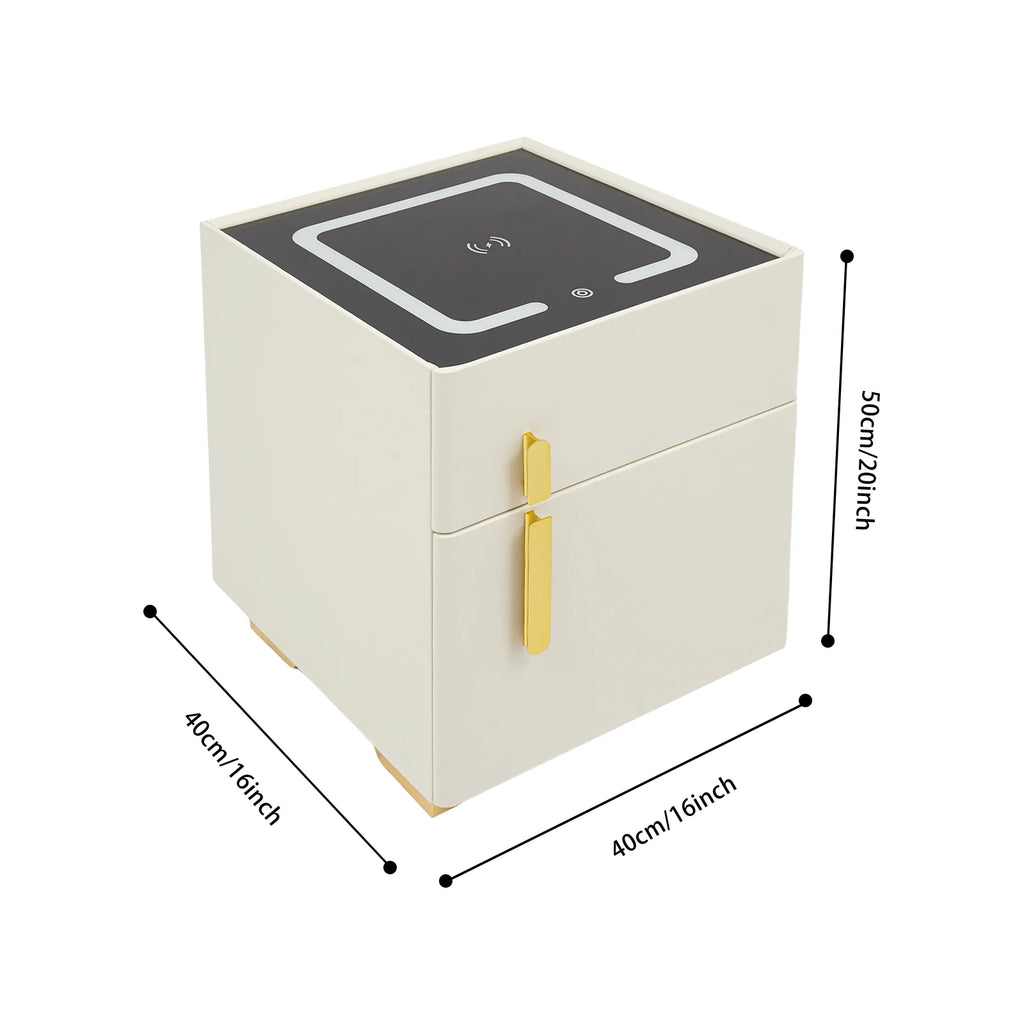 Smart Nightstand w/ Drawer & Safe Wireless Charging