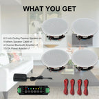 600W 2-Way Flush Mount Speakers System With Wall Amplifier Receiver