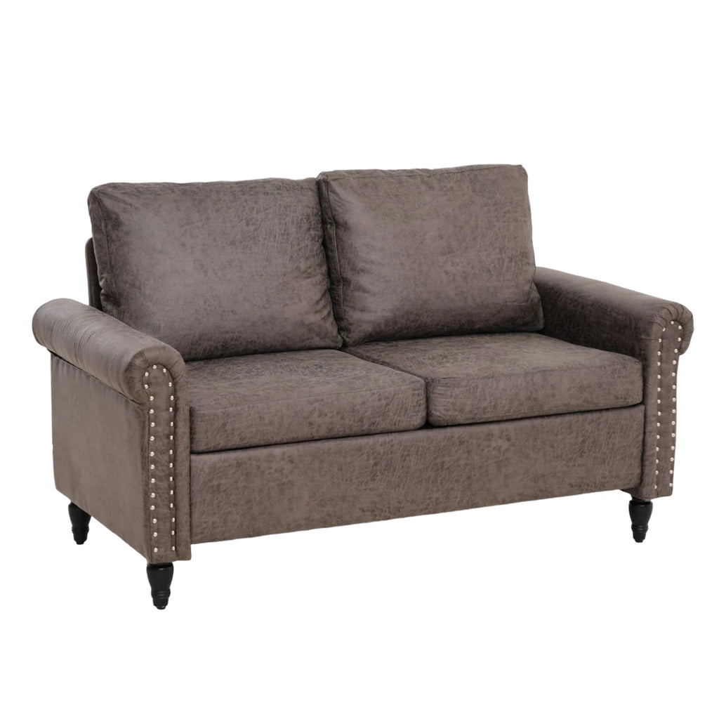 57" Upholstered 2Seat Sofa Couches with Solid Wood Legs Suitable for LivingRoom