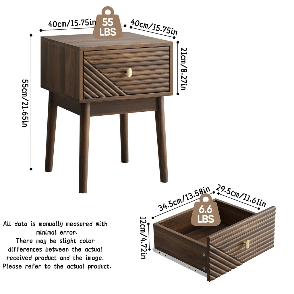 Medieval modern style walnut bed cabinet, two-piece set