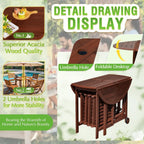 Stylish 5 Piece Patio Dining Set Outdoor Acacia Wood Furniture All-Weather Folding Round Table and Chairs for Backyard, Balcony,