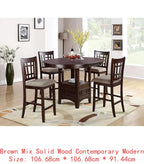 Contemporary 5pc Counter Height Dining Set, Round Table with Leaf & 4 Side Chairs