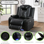Power Recliner Sectional Sofa with LED Light, Air Leather