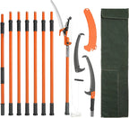 7.3-27 ft Extendable Pole Saw 8 Fiberglass Handles Steel Blade Scissors Tree Pruner for Palms Shrubs
