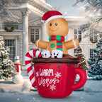 6 FT Christmas Inflatable Cocoa Mug Outdoor Blow Up Yard Decorations