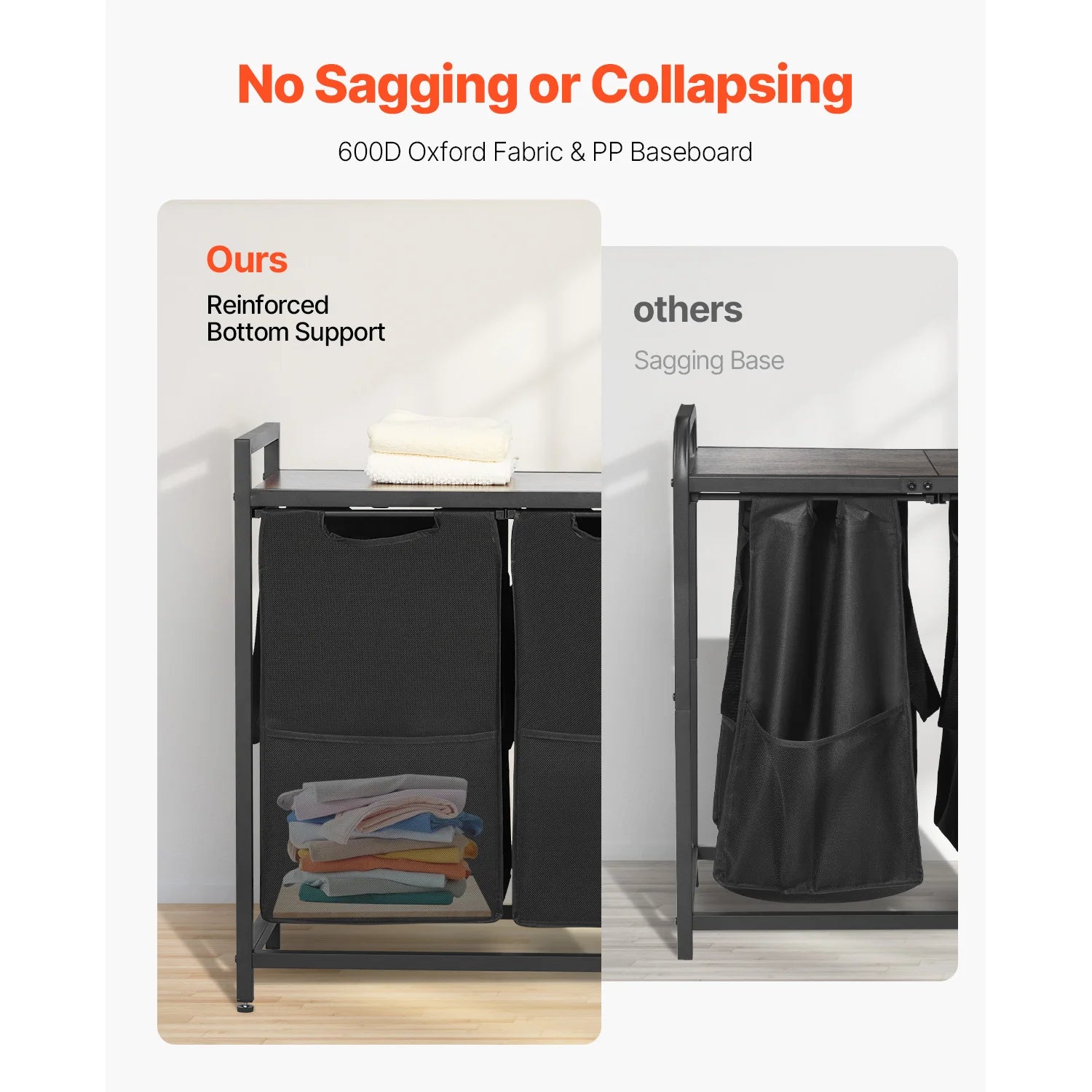 Metal Frame Freestanding Storage Organizer Baskets for Dirty Clothes