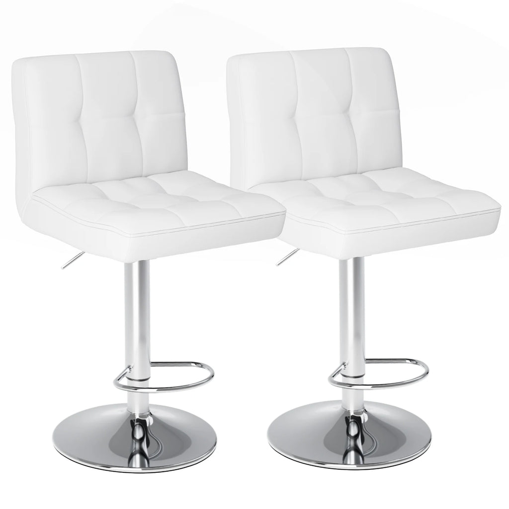 Leather Bar Stools Set of 2,Upholstered Counter Height Bar Stool
