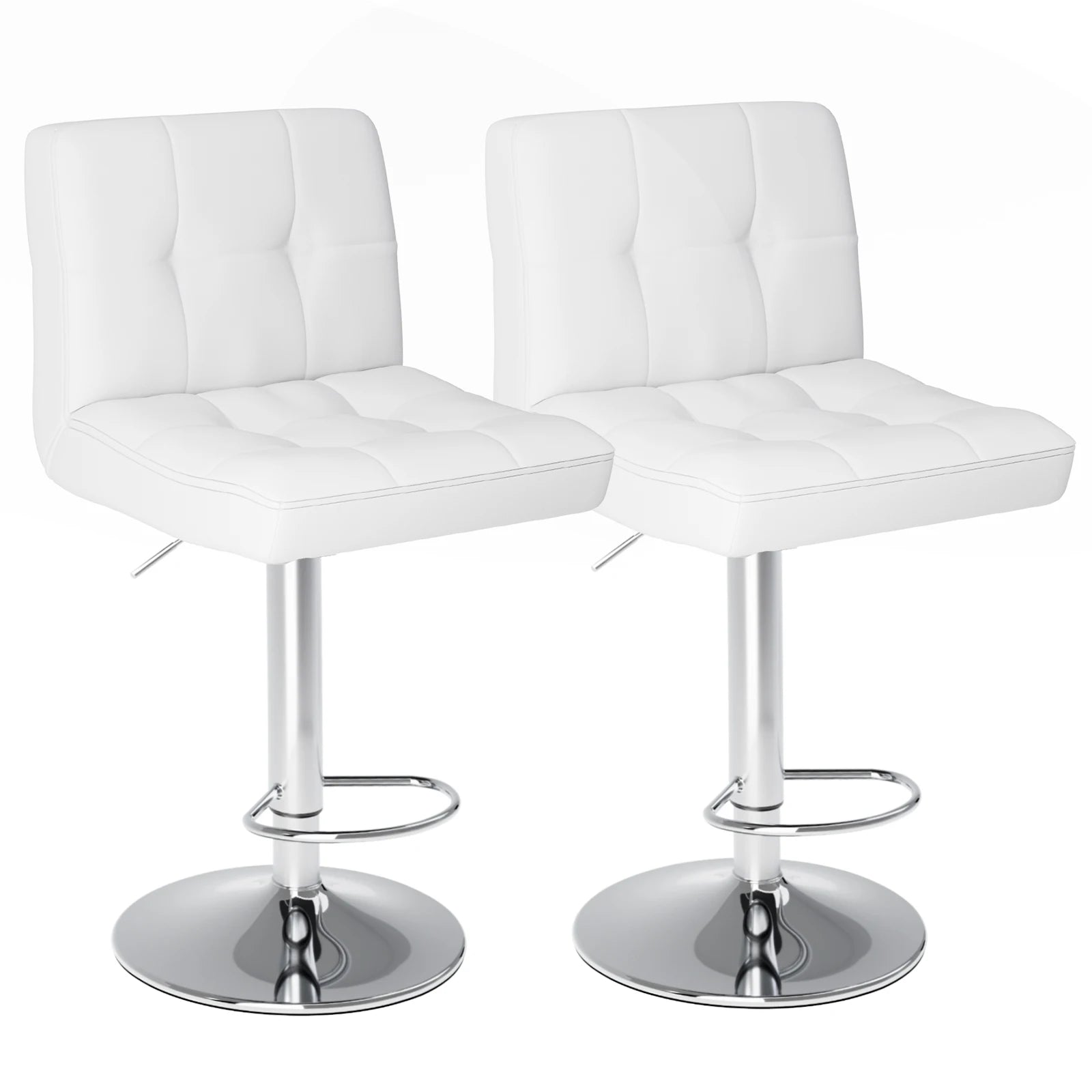 Leather Bar Stools Set of 2,Upholstered Counter Height Bar Stool