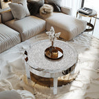 Mirrored Coffee Table with Crystal Inlay