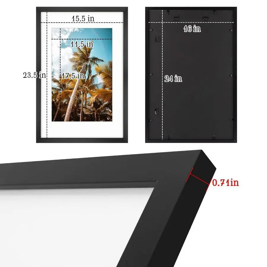 High Definition Glass Wide Molding Preinstalled Wall Mounting Hardware Black, 1 P