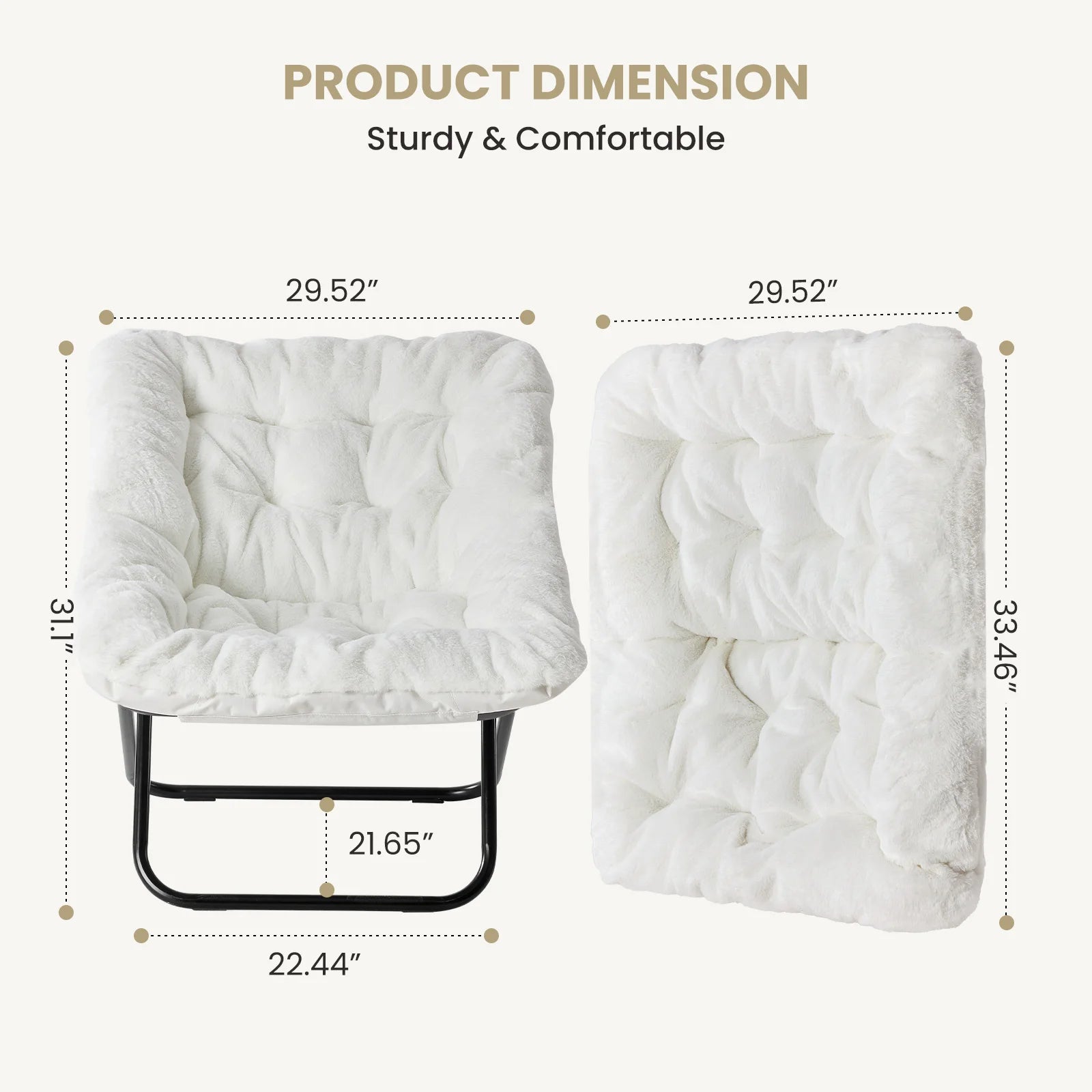 Soft Faux Fur Large Size Folding Lounge Reading Chair