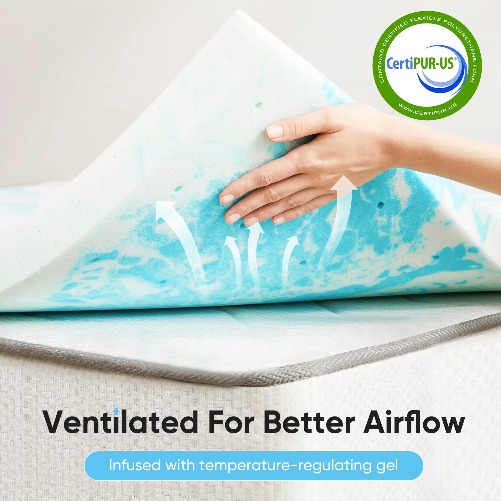 2-3 Inch Gel Memory Foam Mattress Topper Full Size Cooling Mattress Soft and Breathable