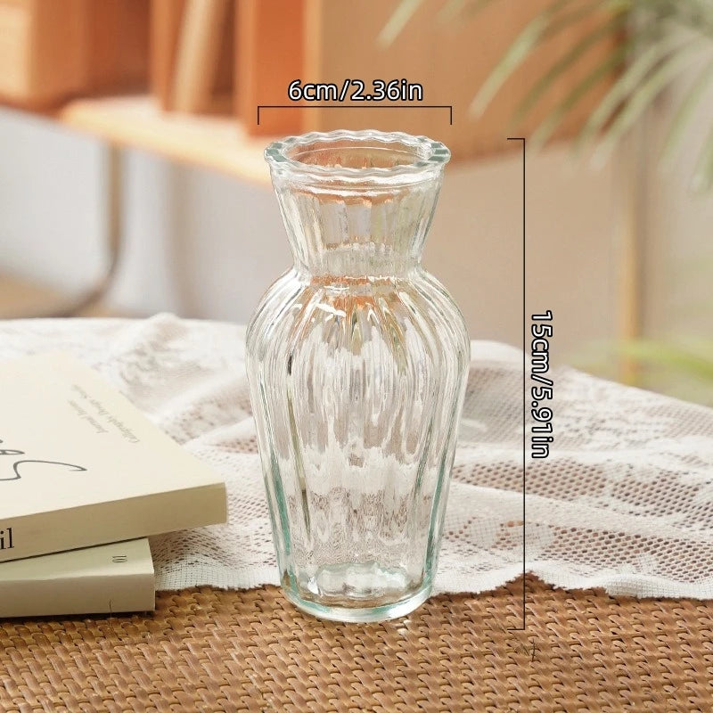 Handmade Carved Glass Vase - Hydroponic Planter for Home/Office Gothic Decor, Mini Plant Lover Gift