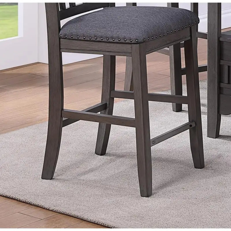 Contemporary 5pc Counter Height Dining Set, Round Table with Leaf & 4 Side Chairs