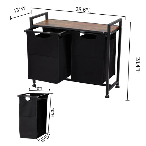 2 Section Sorter with Removable Laundry Bag and Top Shelf
