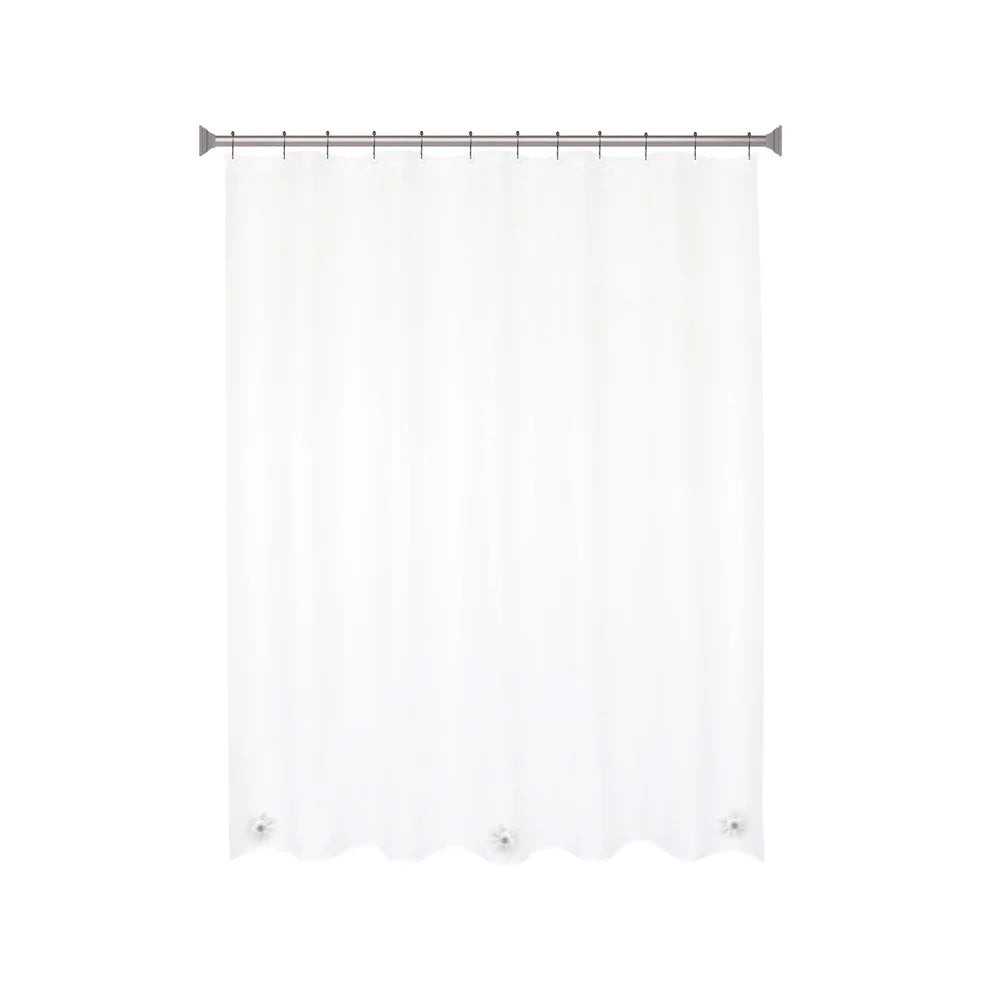 Medium Weight PEVA Shower Curtain 70 x 72 Inch Waterproof Eco-Friendly Odorless Liner with Beaded Roller Rings Standard Size