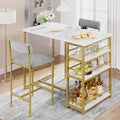 3 Pieces Dining Room Table Set Counter Height Kitchen Table and Chairs
