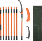 7.3-27 ft Extendable Pole Saw 8 Fiberglass Handles Steel Blade Scissors Tree Pruner for Palms Shrubs
