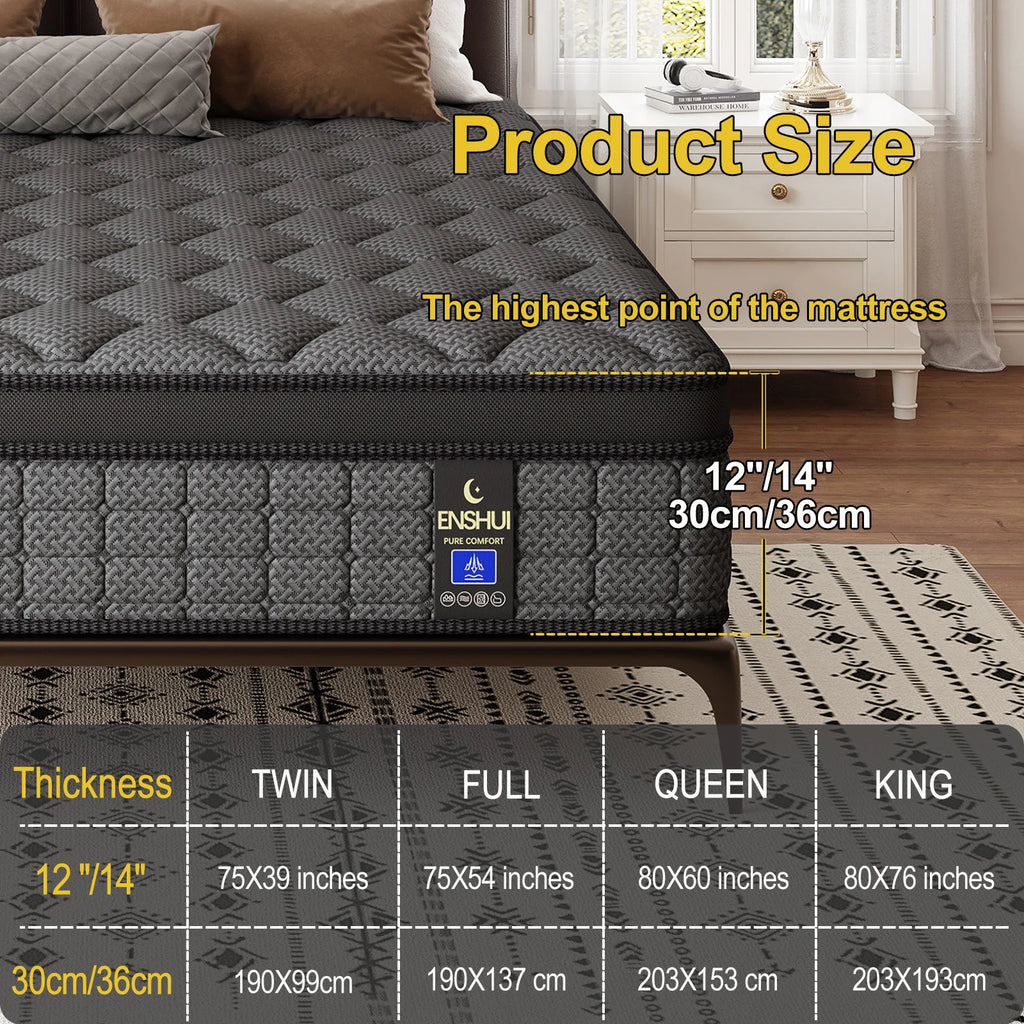 12"14"Twin Full Queen King Mattress Gel Memory Foam Hybrid Mattress Back Pain Relief Feel Pocket Spring Hydird Mattress In A Box
