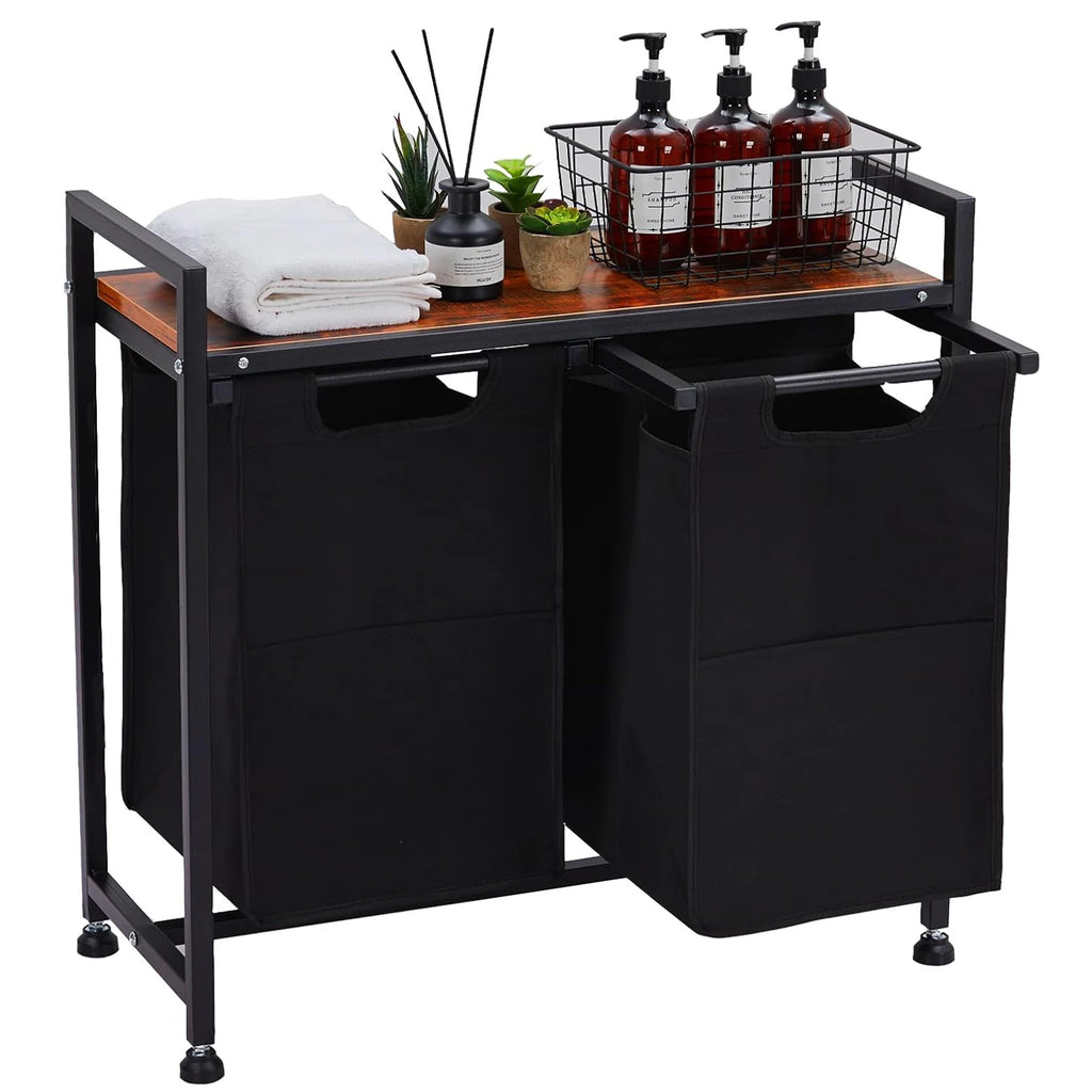 2 Section Sorter with Removable Laundry Bag and Top Shelf