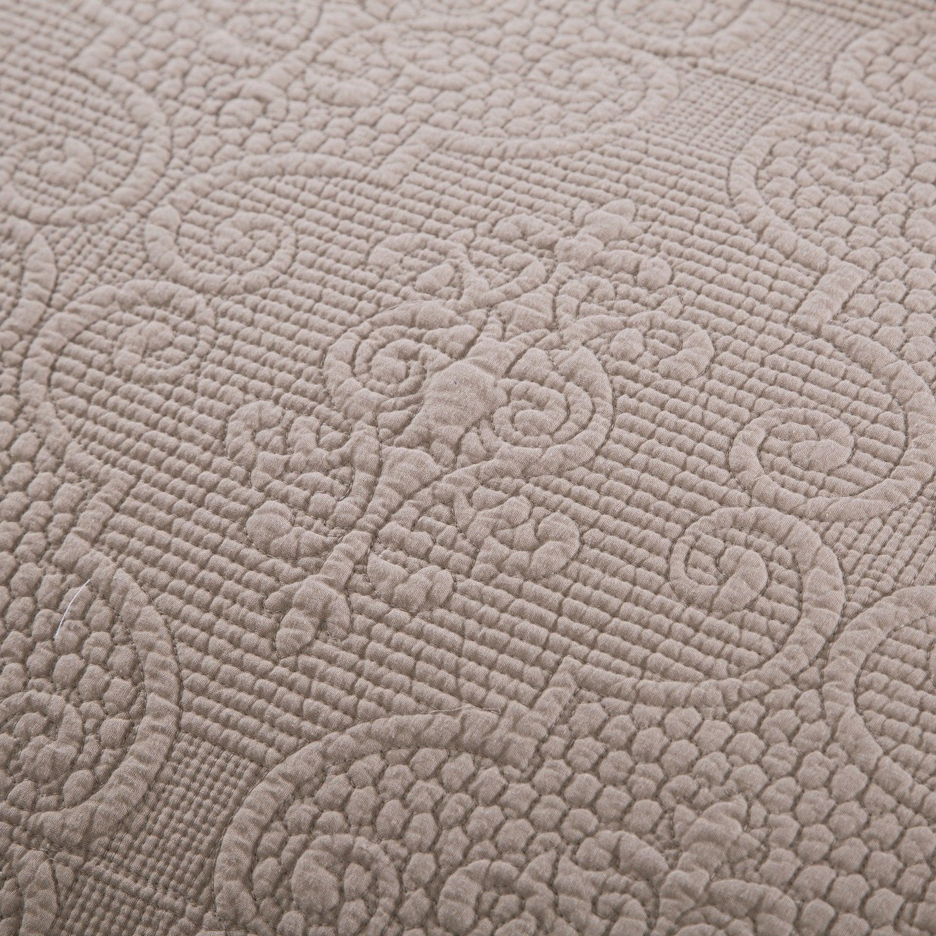 Neutral Taupe Beige Sandy Elegant Matelasse Cotton Quilted Bedspread Set