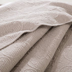 Neutral Taupe Beige Sandy Elegant Matelasse Cotton Quilted Bedspread Set