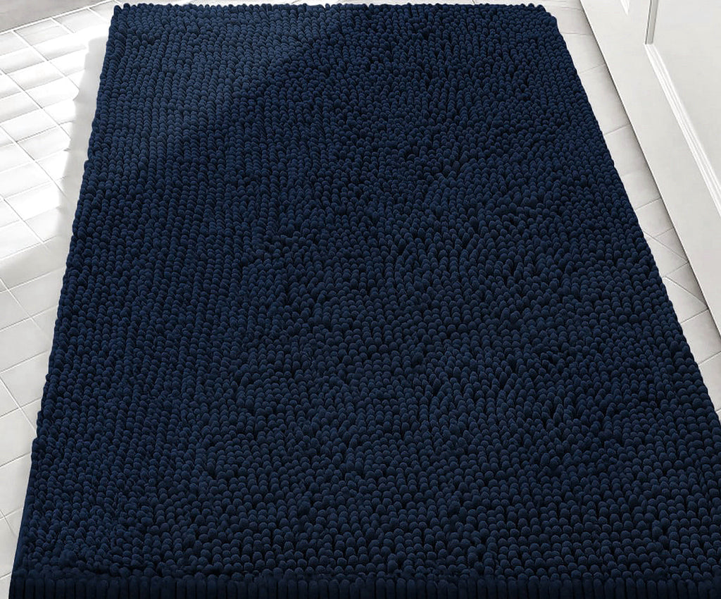 30"x20" - Navy Blue Soft Cozy Plush Chenille Bath Mat Bathroom Rug